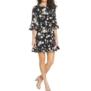 Avec Les Filles Floral Bell Sleeve Dress